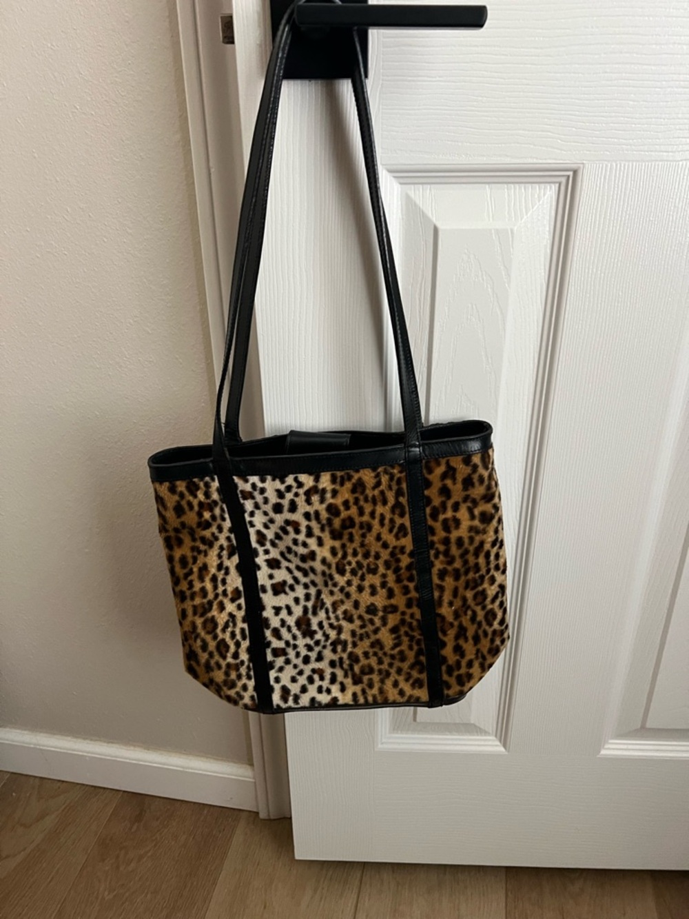 Leopard Print Tote Bag with Black Trim